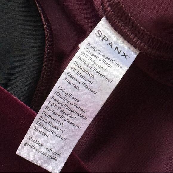 Spanx Velvet Rich Burgundy High Rise Pull-On Ankle Lounge Leggings Women’s Large - Picture 10 of 11